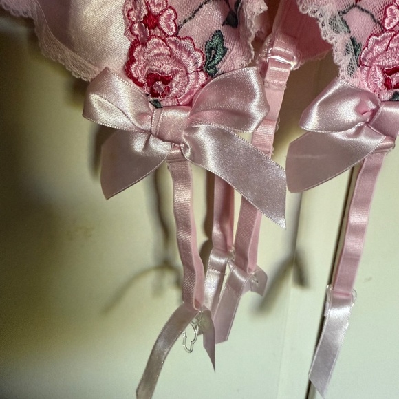 Fredrick's Of Hollywood Pink Floral Embroidered Corset Size 32 Coquette - Picture 5 of 16